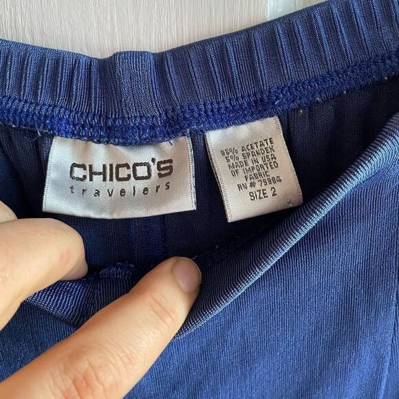 CHICO’S TRAVELERS | dark sky blue non wrinkle straight leg pants 2 - Picture 4 of 5